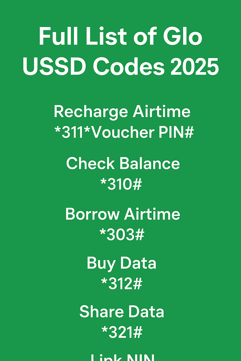 Full List of Glo USSD Code for Transfer, Airtime, OTP & More